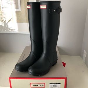 New Matte Black Hunter Original Tall Rain Boots 9